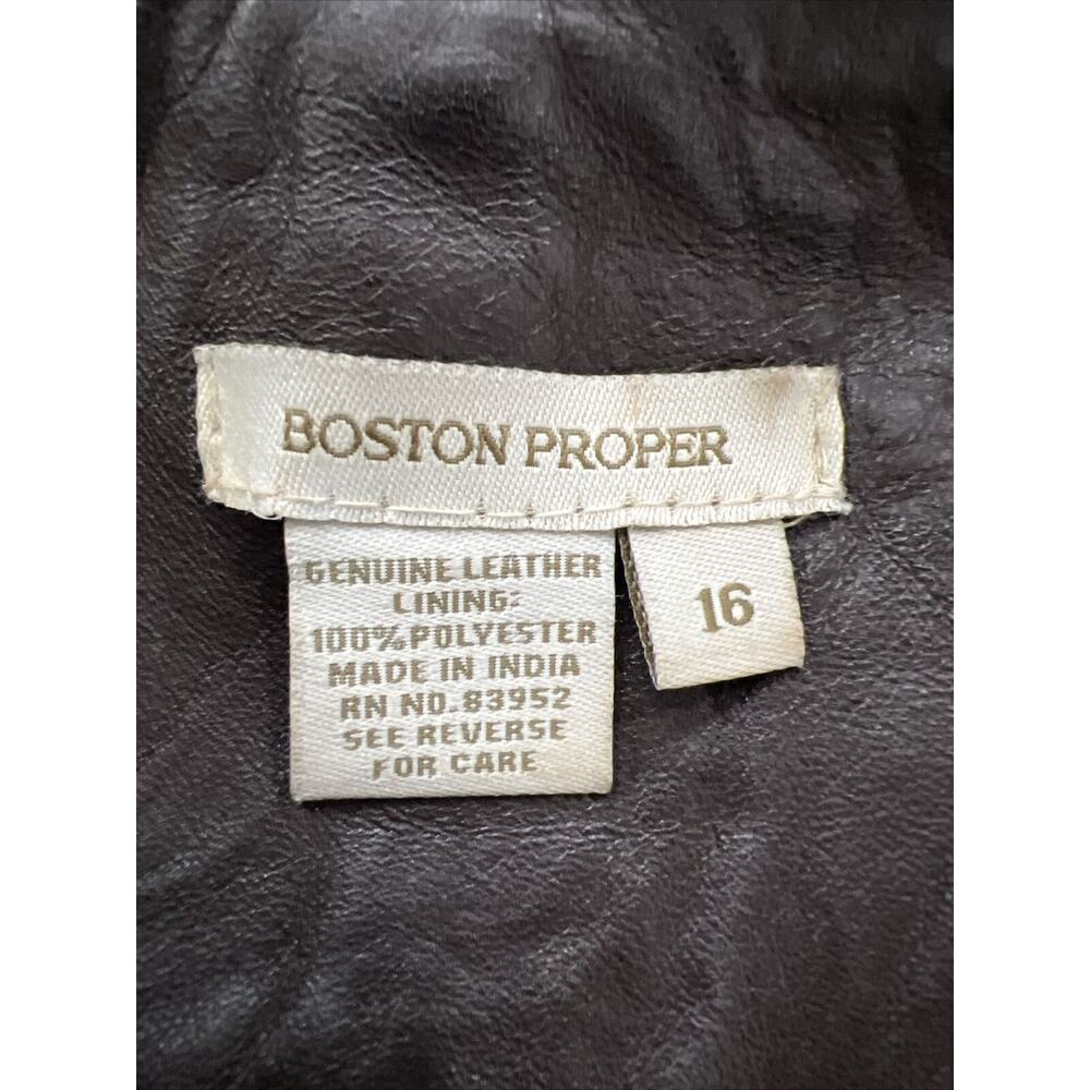 Boston Proper Women’s Size 16 Genuine Leather Moto Jacket Brown - Picture 6 of 6